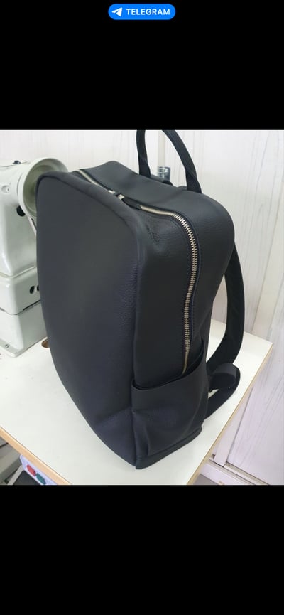 Tailor-made black leather rucksack - Weatherproof  within custom made realization